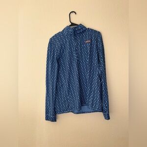Vineyard Vines Blue and White Long Quarter Zip